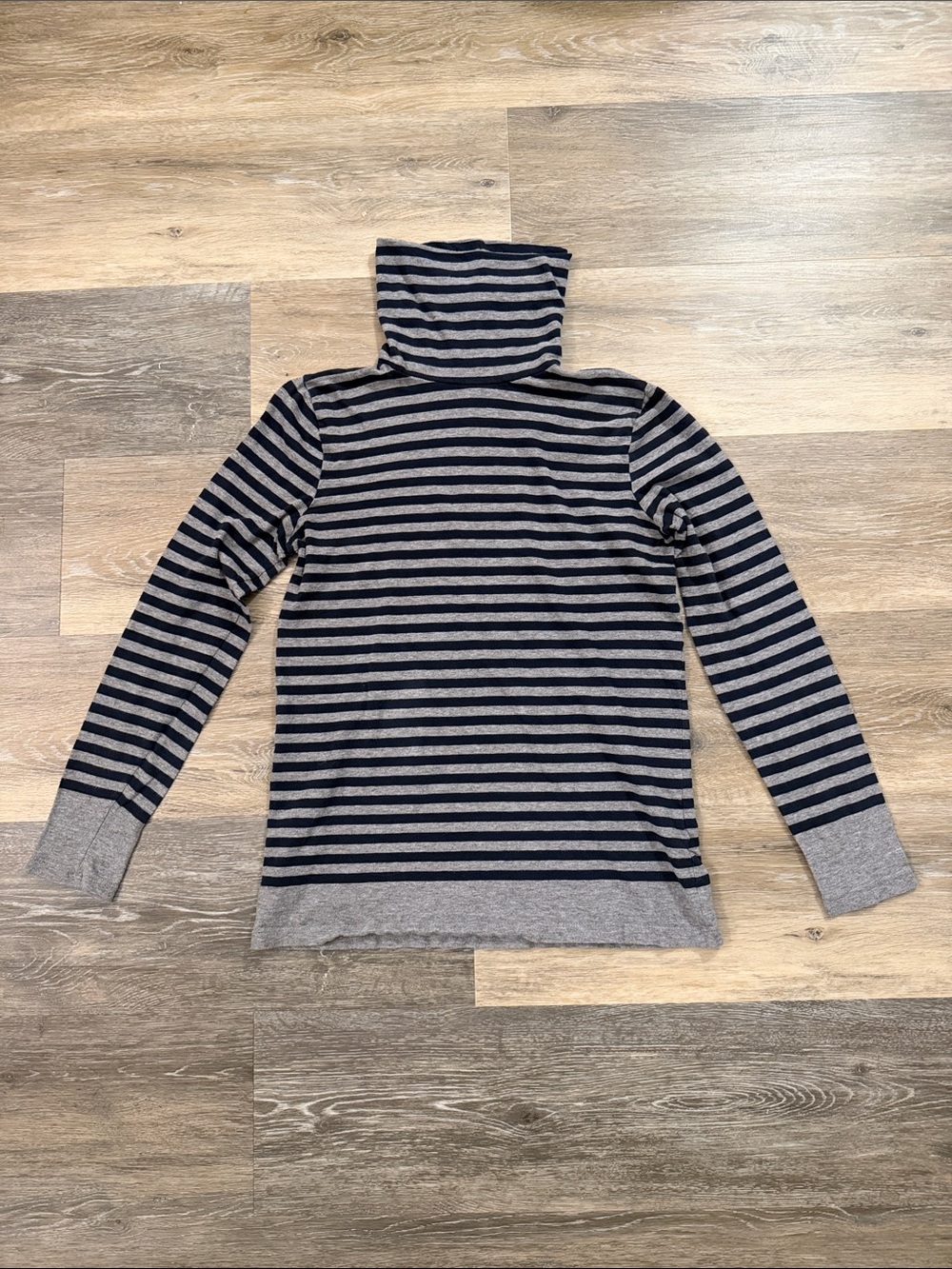 J. Crew Navy and Gray Striped Turtleneck Tee